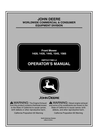 John Deere 1420 Front Mower Operator’s Manual Instant Download (Publication No.OMTCU17460)