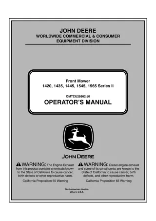 John Deere 1420 Series II Front Mower Operator’s Manual Instant Download (Publication No.OMTCU29562)