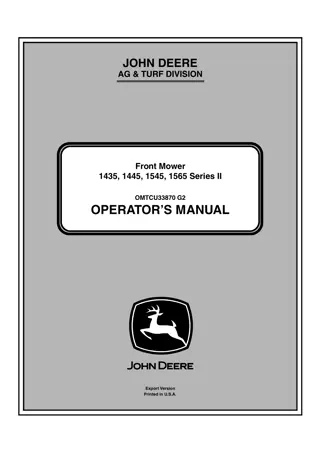 John Deere 1435 Series II Front Mower Operator’s Manual Instant Download (Publication No.OMTCU33870)