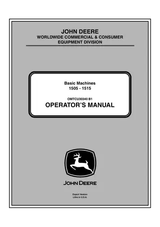 John Deere 1505-1515 Basic Machines Operator’s Manual Instant Download (PIN170001-) (Publication No.OMTCU30340)