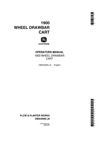 John Deere 1900 Wheel Drawbar Cart Operator’s Manual Instant Download (Publication No.OMA40095)