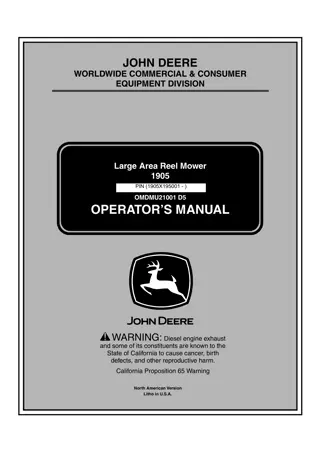 John Deere 1905 Large Area Reel Mower Operator’s Manual Instant Download (PIN1905×195001-) (Publication No.OMDMU21001)