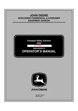 John Deere 2305 Compact Utility Tractors Operator’s Manual Instant Download (PIN120001-) (Publication No.OMLVU20469)