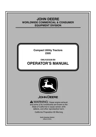 John Deere 2305 Compact Utility Tractors Operator’s Manual Instant Download (PIN120001-) (Publication No.OMLVU23228)