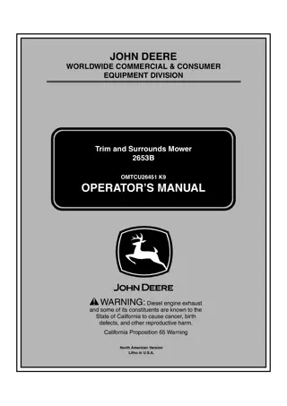 John Deere 2653B Trim and Surrounds Mower Operator’s Manual Instant Download (PIN030001-) (Publication No.OMTCU26451)