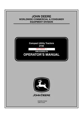 John Deere 2720 Compact Utility Tractors Operator’s Manual Instant Download (PIN106005-) (Publication No.OMLVU20932)