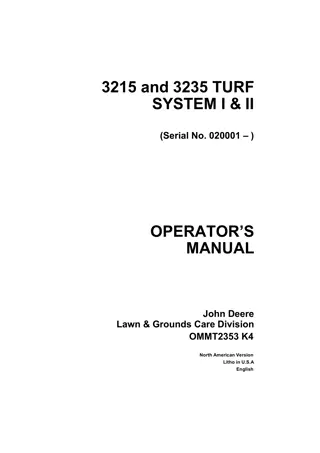 John Deere 3215 and 3235 TURF SYSTEM I & II Operator’s Manual Instant Download (Pin.020001-) (Publication No.OMMT2353)