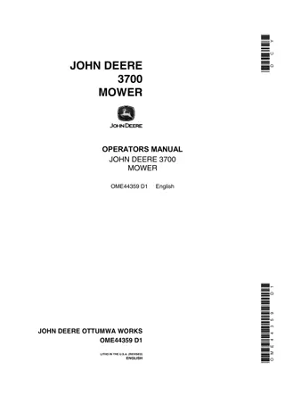 John Deere 3700 Mower Operator’s Manual Instant Download (Publication No.OME44359)