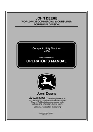 John Deere 4100 Compact Utility Tractors Operator’s Manual Instant Download (4100 PIN.110001- ) (Publication No.OMLVU12593)