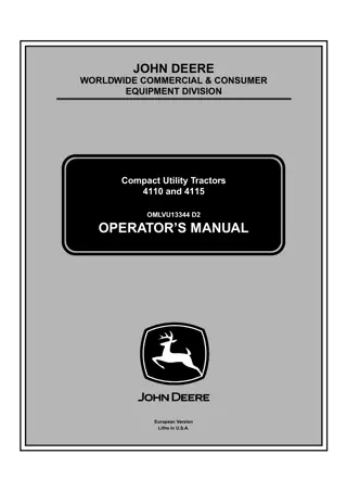 John Deere 4110 Compact Utility Tractors Operator’s Manual Instant Download (PIN110001-) (Publication No.OMLVU13344)