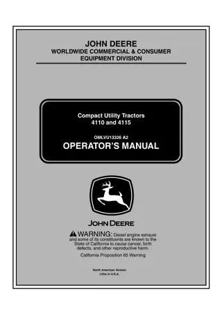 John Deere 4110 Compact Utility Tractors Operator’s Manual Instant Download (PIN110001-)