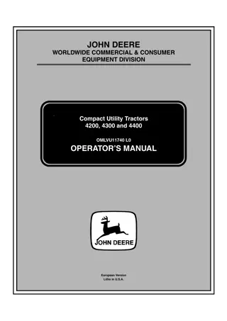 John Deere 4200 Compact Utility Tractors Operator’s Manual Instant Download (Publication No.OMLVU11740)