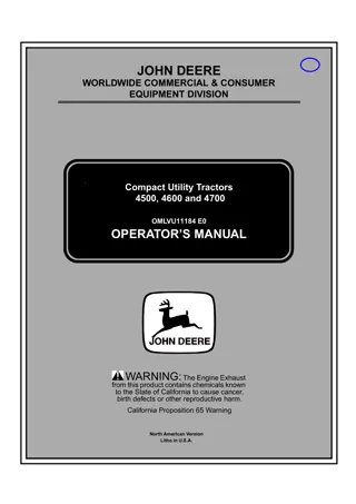 John Deere 4500 Compact Utility Tractors Operator’s Manual Instant Download (PIN190001-) (Publication No.OMLVU11184)