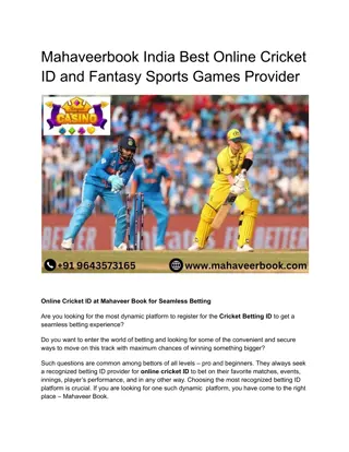 Mahaveerbook India Best Online Cricket ID and Fantasy Sports Games Provider