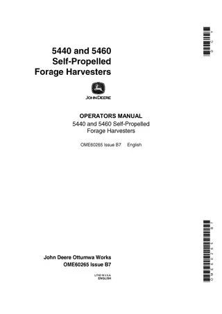 John Deere 5440 Self-Propelled Forage Harvesters Operator’s Manual Instant Download (Publication No.OME60265)