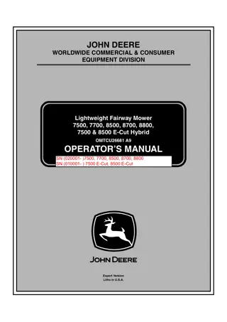 John Deere 7500 E-Cut Hybrid Lightweight Fairway Mower Operator’s Manual Instant Download (Publication No.OMTCU26681)