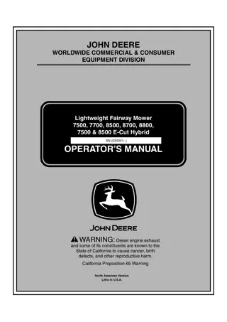 John Deere 7500 E-Cut Hybrid Lightweight Fairway Mower Operator’s Manual Instant Download (Publication No.OMTCU26685)