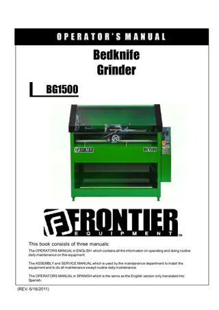 John Deere BG1500 Bedknife Grinder Operator’s Manual Instant Download (Publication No. 5NTBG1507901)