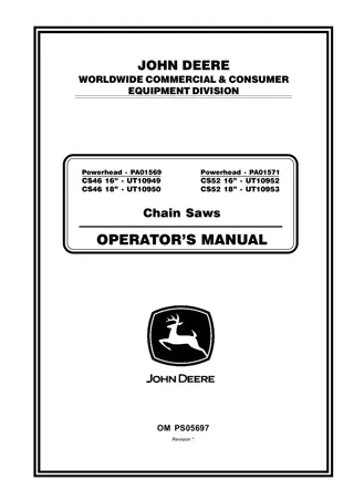 John Deere CS46 CS52 Chain Saws Operator’s Manual Instant Download (Publication No.OMPS05697)