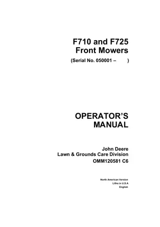 John Deere F710 Front Mowers Operator’s Manual Instant Download (PIN 050001-) (Publication No. OMM120581)