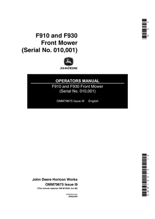 John Deere F910 Front Mower Operator’s Manual Instant Download (Pin.010001) (Publication No.OMM79675)