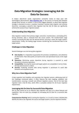 Leveraging Ask On Data for Success with Data Migration Tool