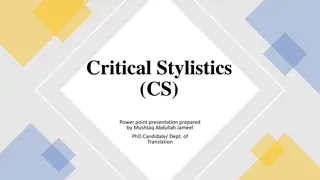 Understanding Critical Stylistics: Tools and Application