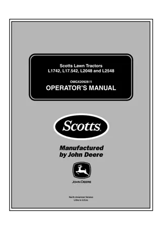 John Deere L17.542 Scotts Lawn Tractors Operator’s Manual Instant Download (Pin.010001-) (Publication No.OMGX20928)