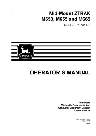 John Deere M653 Mid-Mount ZTRAK Operator’s Manual Instant Download (Pin.010001-) (Publication No.OMM138801)