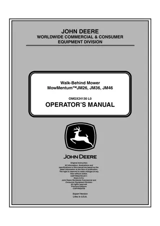 John Deere MowMentum™ JS26 Walk-Behind Mower Operator’s Manual Instant Download (PIN100001-) (Publication No.OMGX24130)