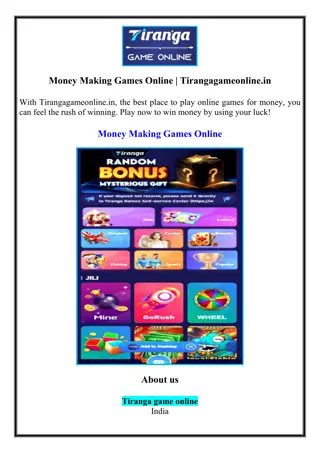 Money Making Games Online | Tirangagameonline.in