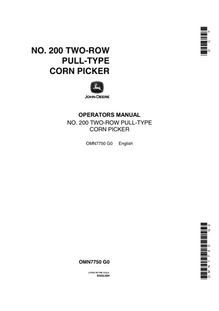 John Deere NO.200 Two-Row Pull-Type Corn Picker Operator’s Manual Instant Download (Publication No.OMN7750)