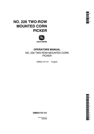 John Deere NO.226 Two-Row Mounted Corn Picker Operator’s Manual Instant Download (Publication No.OMN21151)