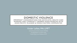 Cultural Considerations in Domestic Violence Within Asian Pacific Islander & Middle Eastern Communities