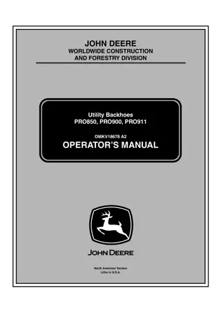 John Deere PRO850 Utility Backhoes Operator’s Manual Instant Download (Publication No.OMKV18678)