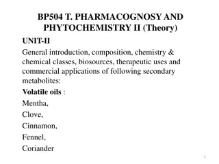Volatile Oils in Pharmacognosy and Phytochemistry: Composition, Chemistry, Uses