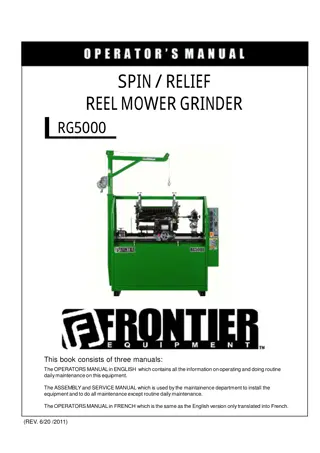 John Deere RG5000 SpinRelief Reel Mower Grinder Operator’s Manual Instant Download (Publication No. 5NTRG5007903)