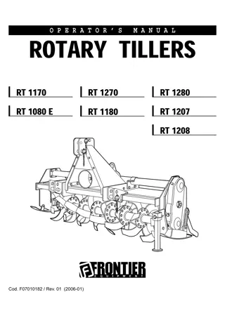 John Deere RT1080E Rotary Tillers Operator’s Manual Instant Download (Publication No. MHF07010182)