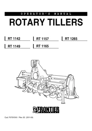 John Deere RT1142 Rotary Tillers Operator’s Manual Instant Download (Publication No. MHF07010181)