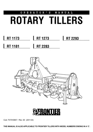 John Deere RT1173 Rotary Tillers Operator’s Manual Instant Download (Publication No. MHF07010857)