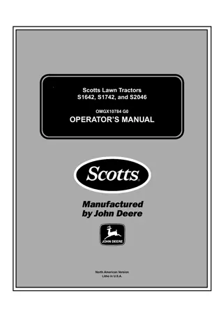 John Deere S1642 Scotts Lawn Tractors Operator’s Manual Instant Download (Pin.020001-) (Publication No.OMGX10784)