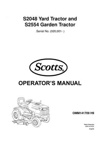 John Deere S2048 Yard Tractor Operator’s Manual Instant Download (PIN020001-) (Publication No.OMM141709)