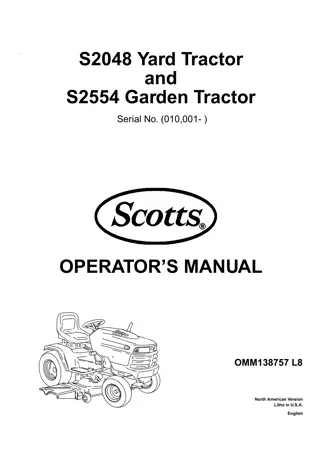 John Deere S2554 Garden Tractor Operator’s Manual Instant Download (PIN010001-) (Publication No.OMM138757)