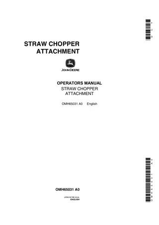 John Deere Straw Chopper Attachment Operator’s Manual Instant Download (Publication No.OMH65031)