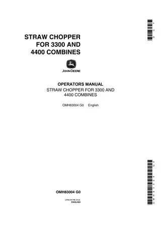 John Deere Straw Chopper for 3300 and 4400 Comines Operator’s Manual Instant Download (Publication No.OMH83004)