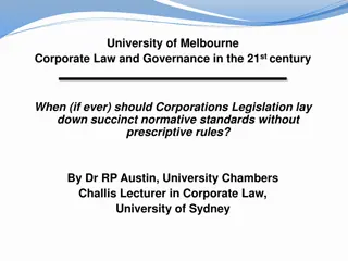 Contemporary Approaches to Corporate Legislation Standards