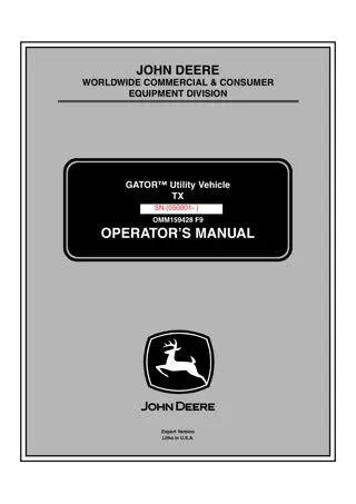 John Deere TX GATOR™ Utility Vehicle Operator’s Manual Instant Download (PIN050001-) (Publication No.OMM159428)