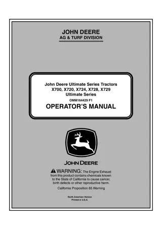 John Deere X724 Ultimate Series Tractors Operator’s Manual Instant Download (PIN070001-) (Publication No.OMM164429)