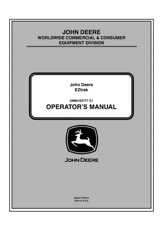 John Deere Z225 Z245 Z265 Z425 Z445 and Z465 EZtrak Mower Operator’s Manual Instant Download (Publication No.OMM163777)