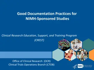 Best Practices for Documenting NIMH-Sponsored Clinical Research Studies